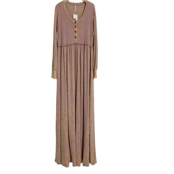 NEW Free People Size Medium Marissa Henley Dress Maxi Waffle Knit - Picture 4 of 12